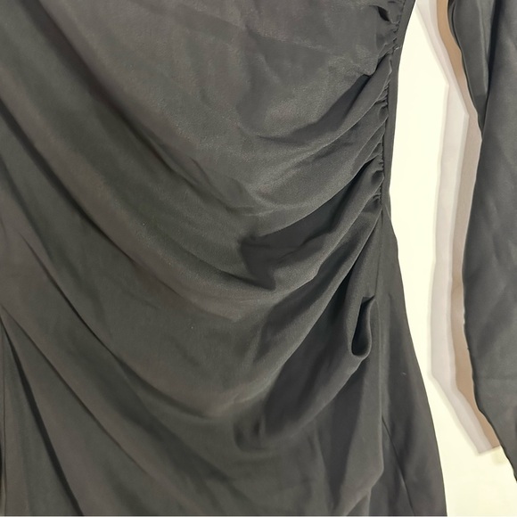 ASOS DESIGN Black Ruched Draped Long Sleeve Mini Dress Party Holiday Size 4 - Picture 5 of 11